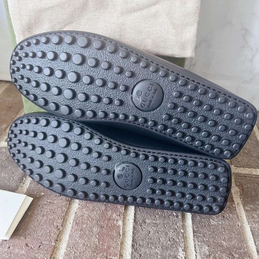 Gucci Signature Driver Supreme GG Black Debossed Leather Loafer Mens UK 7 US 7.5